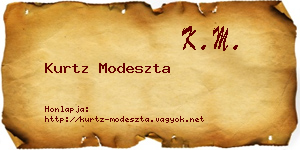 Kurtz Modeszta névjegykártya